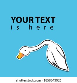Cute White Goose is looking back vector illustration