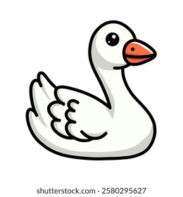 Cute White Goose With Orange Beak Clip Art Illustration