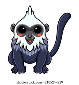 Cute white headed langur cartoon sitting