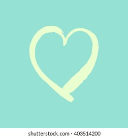 Cute white heart on a blue background. Hand-draw painted. Vector illustration, eps 10