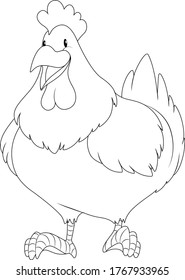 Cute white hen cartoon vector art and 
 illustration