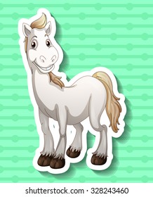 Cute white horse smiling illustration