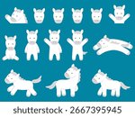 Cute white horse vector illustration set. Zodiac, zodiac, horse, icon, Year of the Horse, New Year