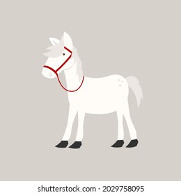 Cute white Horse - vector illustration cartoon style