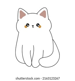 Cute white kitten. Vector illustration of a cute kitten. Cute little illustration of cat for kids, baby book, fairy tales, covers, baby shower invitation, textile t-shirt. svg