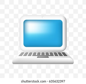 Cute White Laptop on White Background. Isolated Vector Illustration 