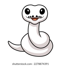 Cute white leucistic ball python snake cartoon