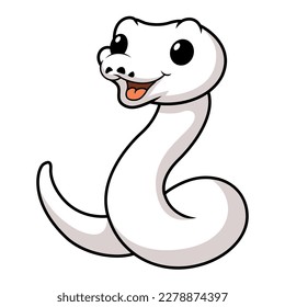 Cute white leucistic ball python snake cartoon