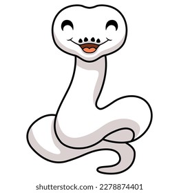 Cute white leucistic ball python snake cartoon