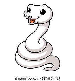 Cute white leucistic ball python snake cartoon