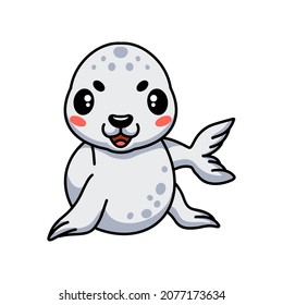 Cute white little seal cartoon