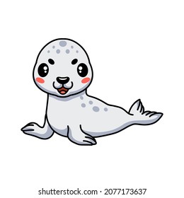 Cute white little seal cartoon