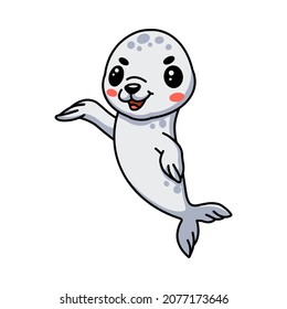 Cute white little seal cartoon