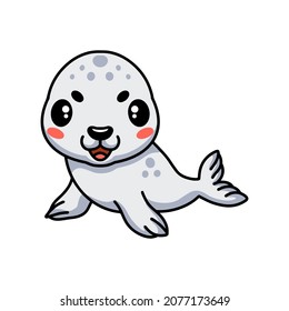 Cute white little seal cartoon