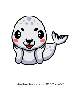 Cute white little seal cartoon