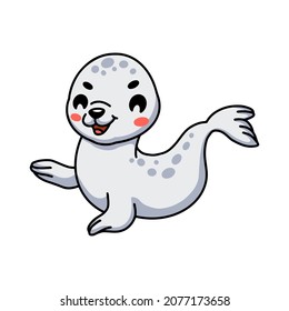 Cute white little seal cartoon