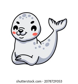 Cute white little seal cartoon