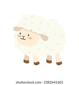 Cute white little sheep cartoon vector