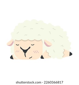 Cute white little sheep sleep cartoon