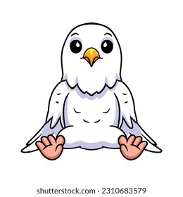 Cute white love bird cartoon sitting