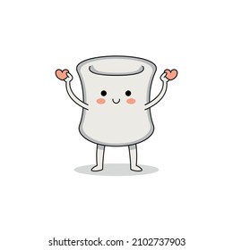 Cute white marshmallow cartoon character spreading love