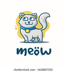Cute white meow look happy 