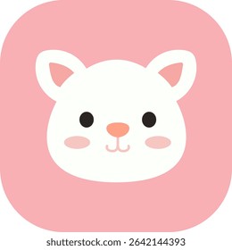 Cute White Mouse Face Icon