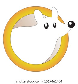 Cute White Mouse Logo Icon Vector Illustration Isolated in White Background. Simple and Cute Logo With White Mouse Like Coming Out of a Golden Hole.