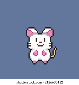 cute white mouse in pixel style