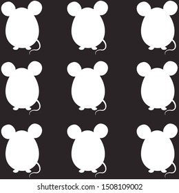 Cute white mouse, silhouette, vector illustration