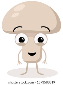 Cute white mushroom vector. Vegatables illustration.