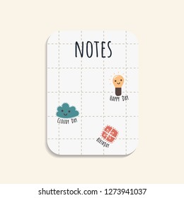 Cute white note paper vector