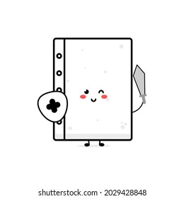 Cute white paper soft character illustration smile happy mascot logo kids play toys template
