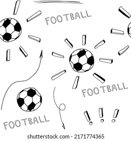 Cute White Pattern With Line Paper Arrows, Sport, Football. Seamless Background. Textiles For Children, Fabric, Book, Bedroom, Baby.