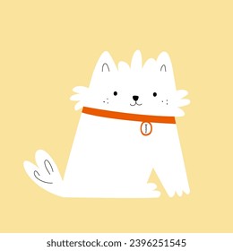 Cute white pet. Cartoon kids graphic. Vector hand drawn illustration.