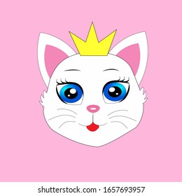 cute white and pink  cat illustration 