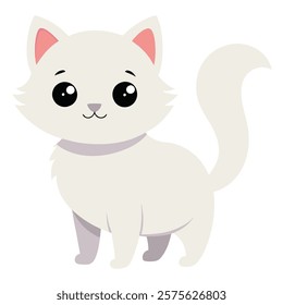 Cute White and Pink Kitten Illustration