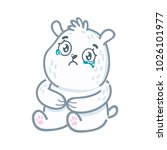 Cute white Polar Bear character: sad, crying, weeping, sobbing, sorrow, unhappy, dismal, depressed emotions. Set of characters in hand drawn cartoon style. Illustration as logo, mascot, sticker, emoji