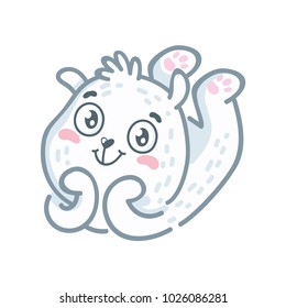 Cute white Polar Bear character: adorable, admire, wonder, curious, happy, lovely, love emotions. Set of characters in hand drawn cartoon style. Illustration as logo, mascot, sticker, emoji