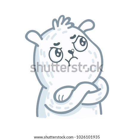 Cute white Polar Bear character: arrogant, haughty, resentful, offended, proud emotions. Set of characters in hand drawn cartoon style. Illustration as logo, mascot, sticker, emoji