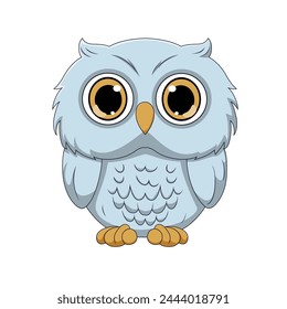 Cute white polar owl cartoon