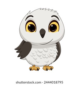 Cute white polar owl cartoon