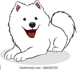cute white pomeranian dog vector
