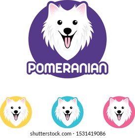 Cute White Pomeraninan Dog Logo Vector