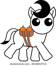 Cute white pony carrying