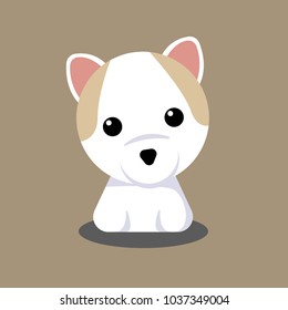 Cute White Puppy Cartoon Vector, for design, banner, logo