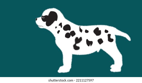 Cute white and puppy.  Vector illustration of dog breed set in flat style.  Vector illustration isolated ondark blue background,Cute dog. Love dog, cartoon pet dogs. cartoon funny dogs