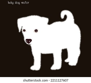 Cute white puppy.  Vector illustration of dog breed set in flat style.  Vector illustration isolated on darkbackground,Cute dog. Love dog, cartoon pet dogs. cartoon funny dogs