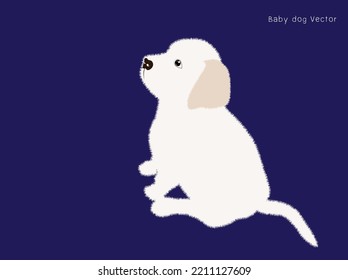 Cute white puppy.  Vector illustration of dog breed set in flat style.  Vector illustration isolated onpurple background,Cute dog. Love dog, cartoon pet dogs. cartoon funny dogs