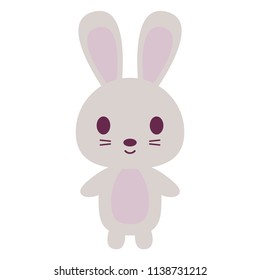 Cute White Rabbit - Adorable cartoon white rabbit with pink features isolated on white background